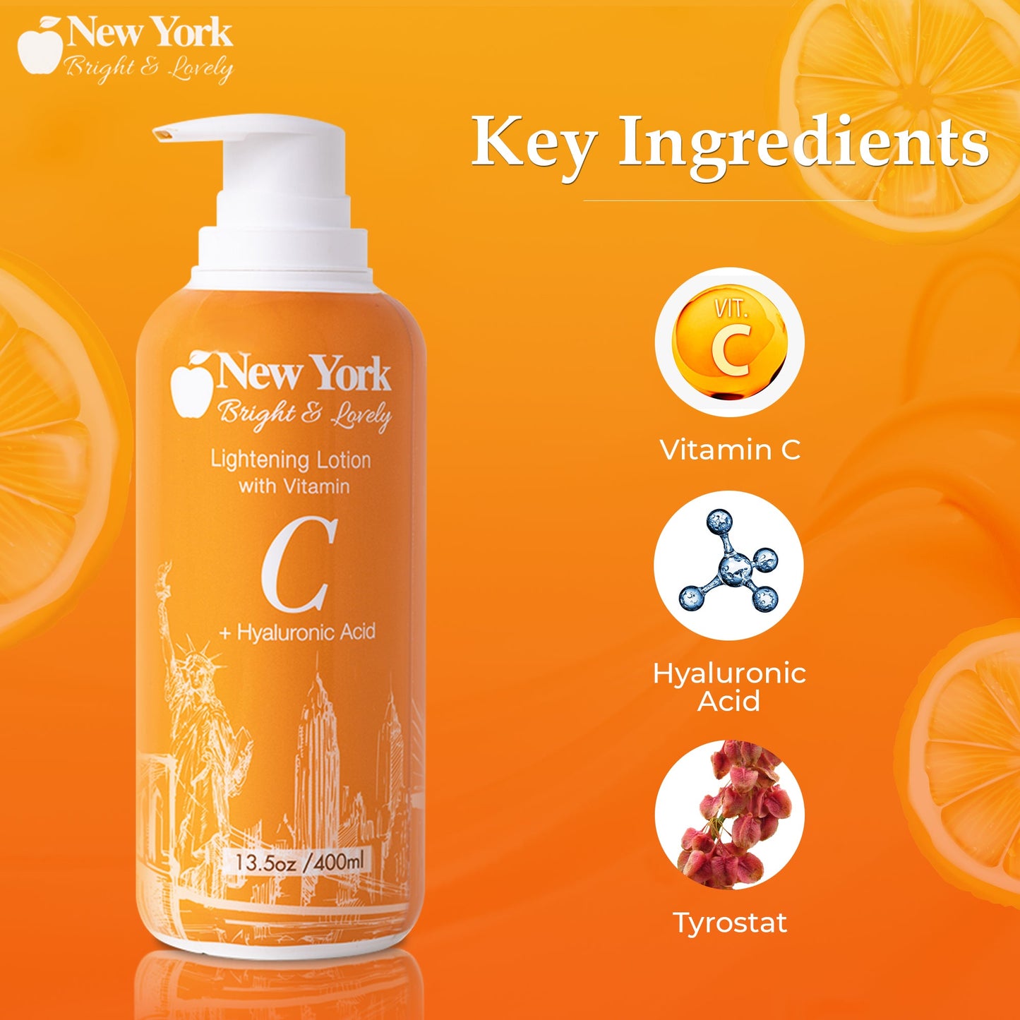 New York Bright & Lovely Lightening Lotion With Vitamin C + Hyaluronic Acid 400ml