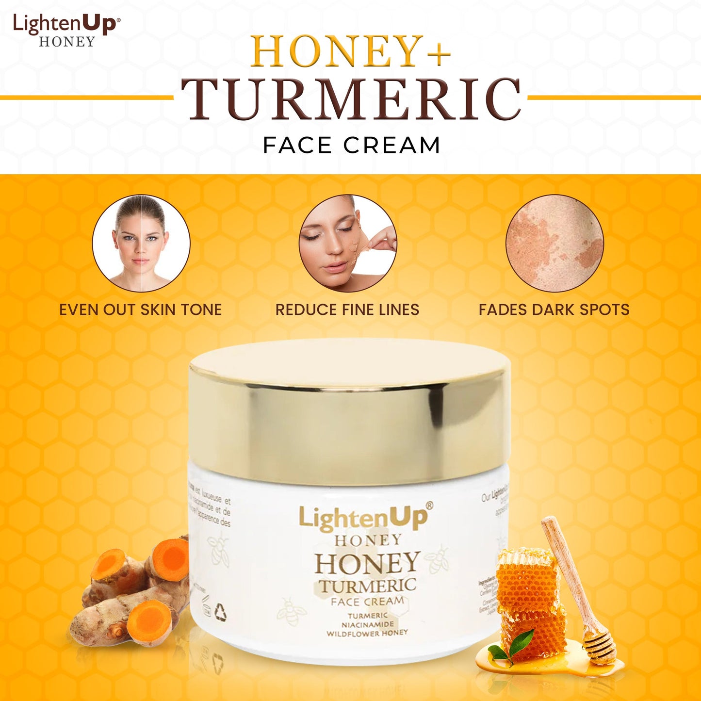 LightenUp Honey + Turmeric Lightening Face Cream 100ml