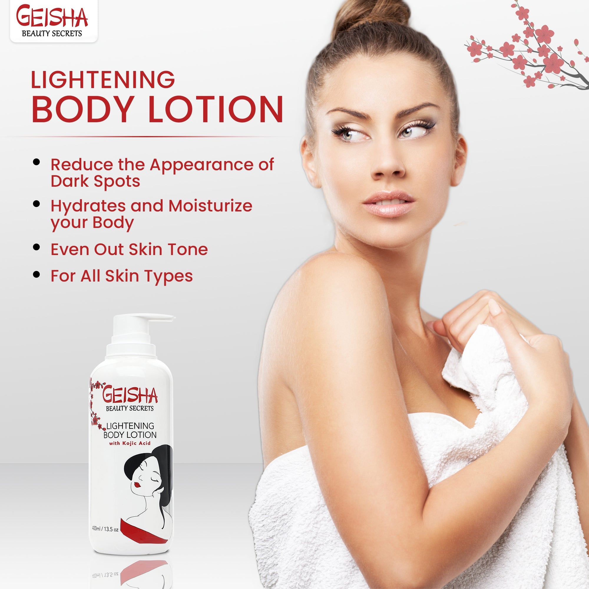 Geisha Beauty Secrets Brightening Body Lotion with Kojic Acid 400ml