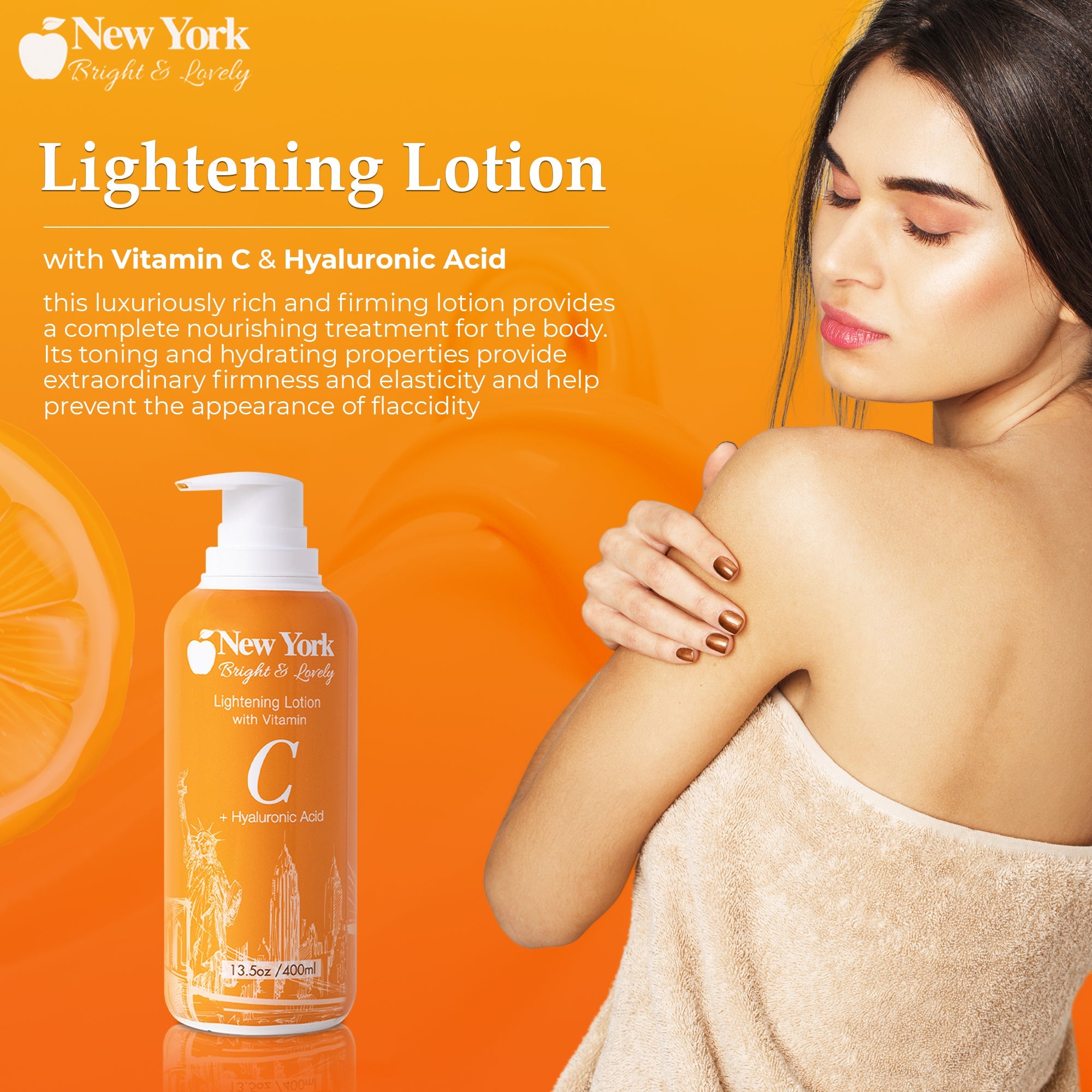 New York Bright & Lovely Lightening Lotion With Vitamin C + Hyaluronic Acid 400ml