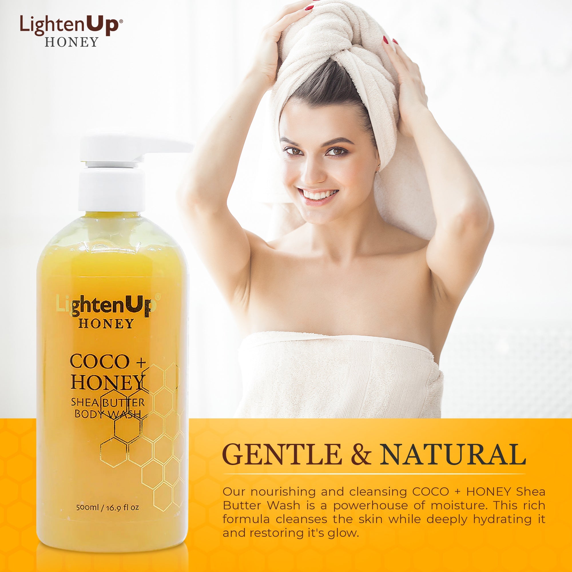 LightenUp Honey Coco + Honey Shea Butter Shower Gel 500ml