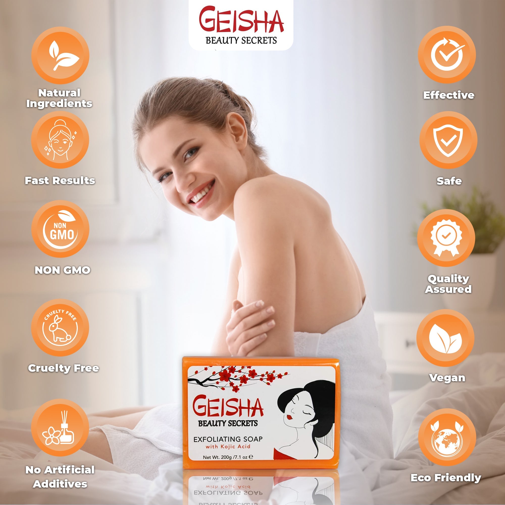 Geisha Beauty Secrets Exfoliating Soap with Kojic Acid 200g