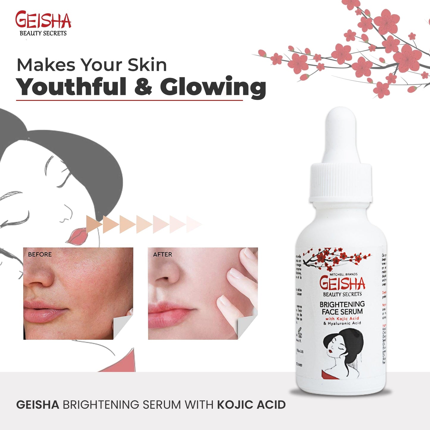 Geisha Beauty Secret Brightening Face Serum with Kojic Acid 30ml