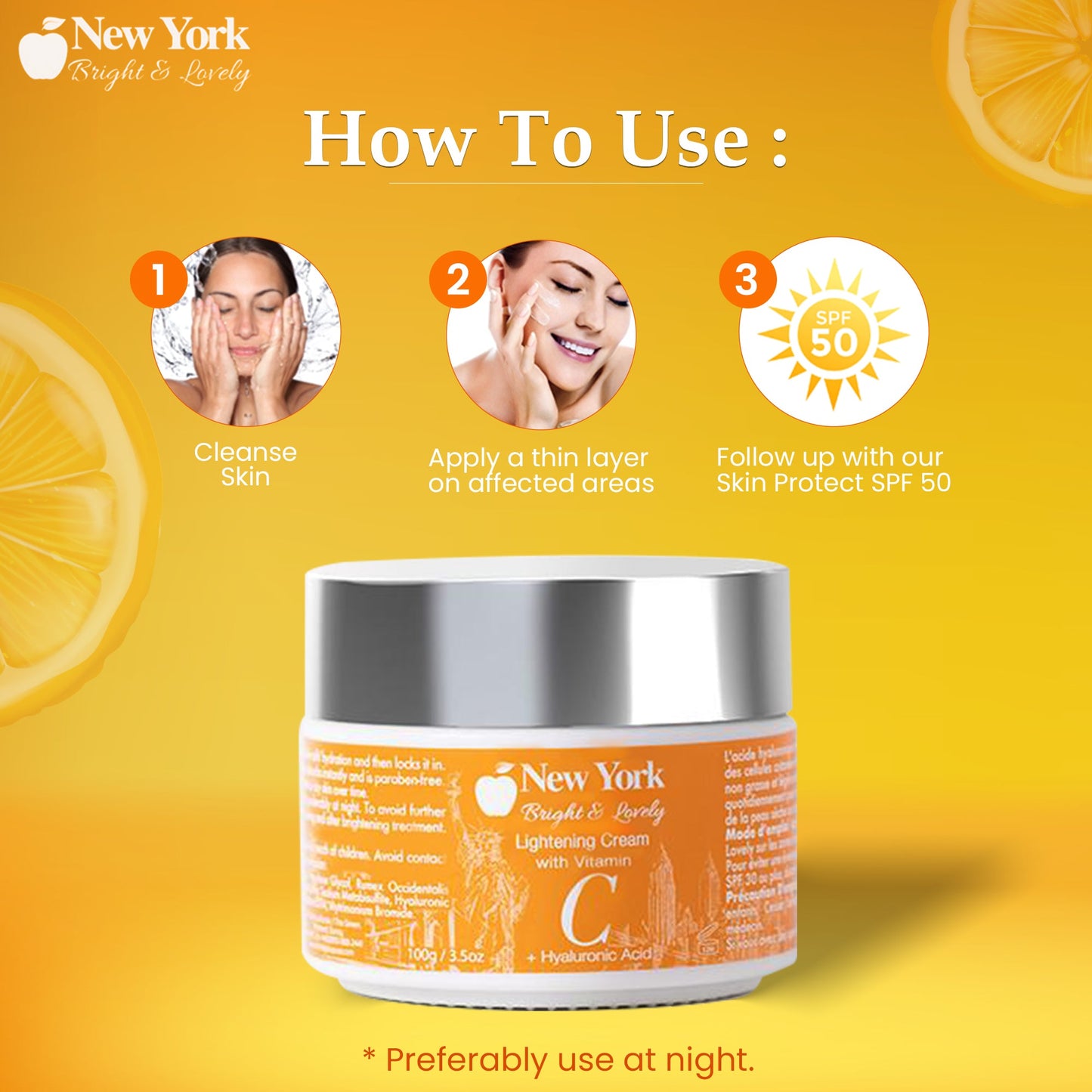 New York Bright & Lovely Lightening Cream With Vitamin C + Hyaluronic Acid 100ml