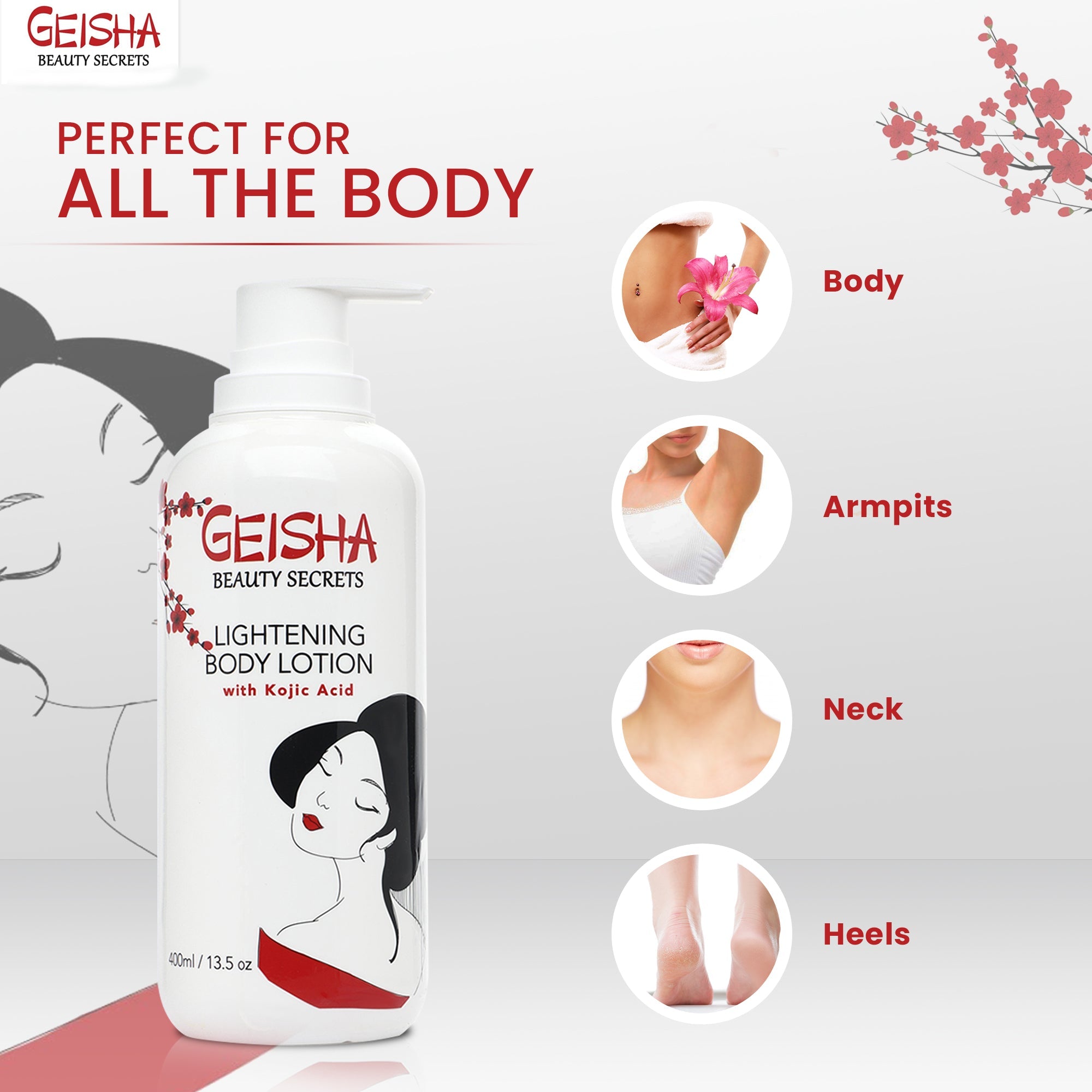 Geisha Beauty Secrets Brightening Body Lotion with Kojic Acid 400ml