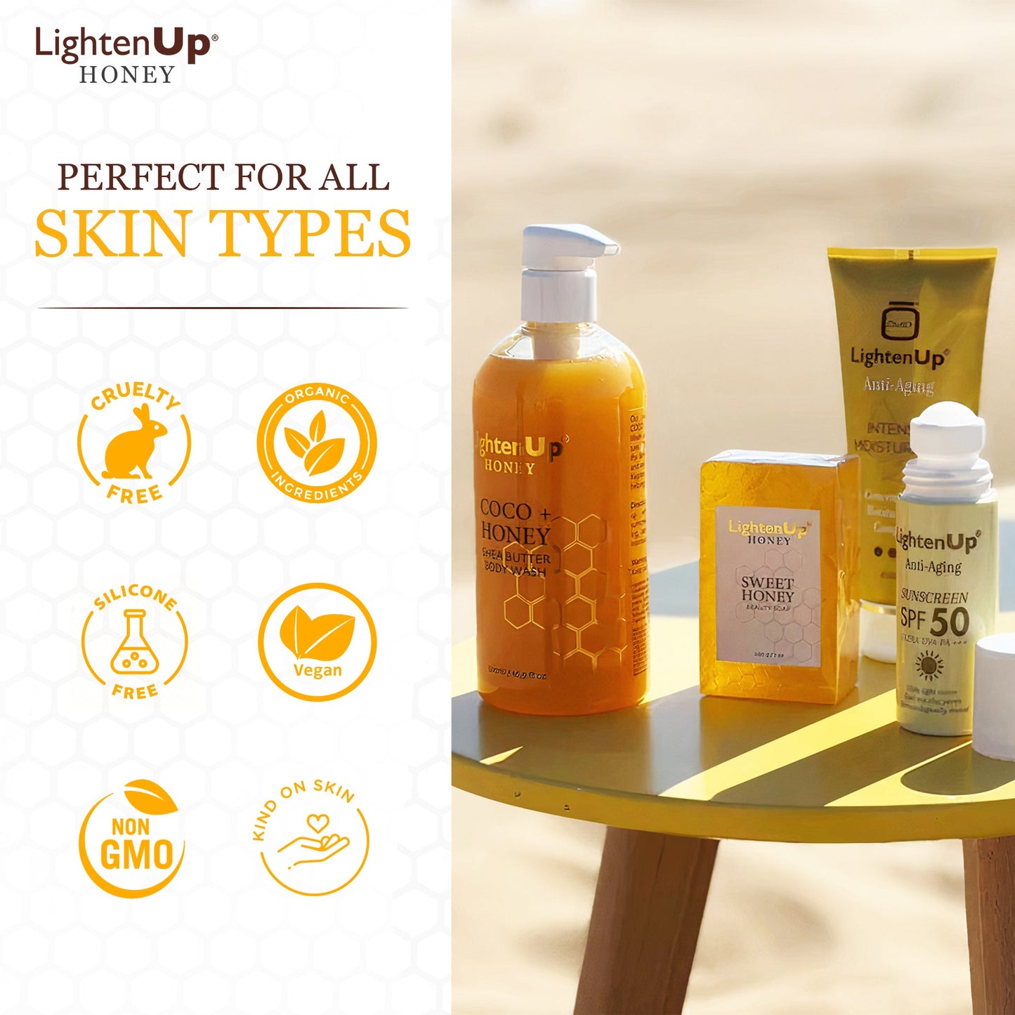 LightenUp Honey Coco + Honey Shea Butter Shower Gel 500ml